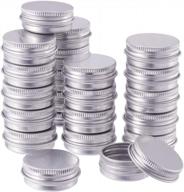 30 pack of screw top aluminum round tin cans for lip balm, spices, and more - christmas supply kit included logo