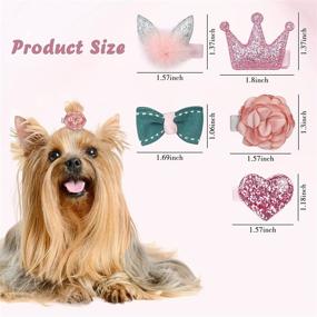 img 3 attached to 🐶 WWW Small Dog Hair Clips: 5 Pcs Adorable Hair Bows for Cats and Dogs - Cute Bow Flower Crown Hairpin for Girls and Puppies - Perfect Hair Accessories for Cat and Puppy Parties, Birthdays, and Grooming