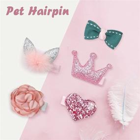 img 1 attached to 🐶 WWW Small Dog Hair Clips: 5 Pcs Adorable Hair Bows for Cats and Dogs - Cute Bow Flower Crown Hairpin for Girls and Puppies - Perfect Hair Accessories for Cat and Puppy Parties, Birthdays, and Grooming