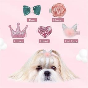 img 2 attached to 🐶 WWW Small Dog Hair Clips: 5 Pcs Adorable Hair Bows for Cats and Dogs - Cute Bow Flower Crown Hairpin for Girls and Puppies - Perfect Hair Accessories for Cat and Puppy Parties, Birthdays, and Grooming