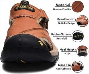 img 3 attached to Waterproof Leather Outdoor Hiking Sandals For Men - Athletic Sports Sandals With Closed Toe - Fisherman Beach Shoes - VISIONREAST Closed Toe Water Sandals