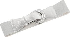 img 2 attached to Vintage Elastic Waistband Stretchy Silver Women's Accessories : Belts