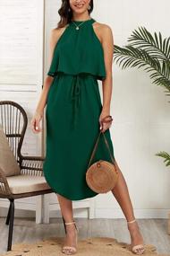 img 3 attached to Women'S Halter Neck Ruffle Dress: Perfect For Summer Beach Days!