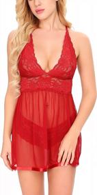img 4 attached to Sultry And Sheer: Ababoon Women'S Babydoll Lingerie With Halter And Lace Detail For Seductive Sleepwear