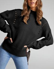img 2 attached to FISACE Women'S Oversized Turtleneck Cable Knit Pullover Sweater Long Sleeve Top