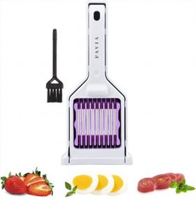 img 4 attached to FAVIA Egg Slicer For Hard Boiled Eggs Mushroom Strawberry Cherry Tomato Kiwi Fruit With 9 Stainless Steel Blades Multipurpose Handy Kitchen Gadgets BPA Free Dishwasher Safe (Violet)