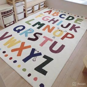 img 4 attached to 🔠 Luxury ABC Alphabet Kids Rug - Soft Plush Play Mat for Playroom, Bedroom, Living Room - Home Decor Addition (White, 31.5"x39")