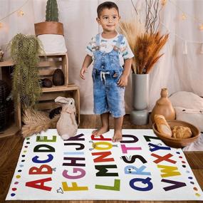 img 3 attached to 🔠 Luxury ABC Alphabet Kids Rug - Soft Plush Play Mat for Playroom, Bedroom, Living Room - Home Decor Addition (White, 31.5"x39")
