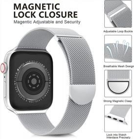 img 1 attached to Stylish & Secure: OULUOQI Stainless Steel Mesh Loop Magnetic Clasp Compatible Watch Band For Apple Watch Series