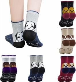 img 4 attached to Женские хлопковые носки с изображением собак из мультфильмов, 5 пар - новинка, милые, забавные, для девочек-подростков, разноцветные