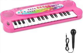 img 4 attached to Kids Piano Keyboard - 32 Keys Multifunction Portable Toy Piano For Early Learning Educational (Pink)