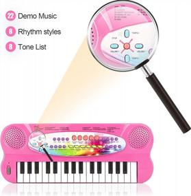 img 2 attached to Kids Piano Keyboard - 32 Keys Multifunction Portable Toy Piano For Early Learning Educational (Pink)