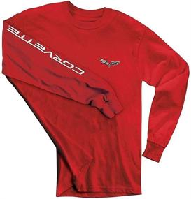 img 1 attached to 👕 Red Men's Long Sleeve Shirt with Corvette Script on Sleeve - C6 Corvette