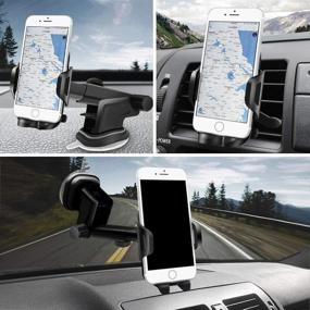 img 3 attached to 📲 Universal 3-in-1 Car Phone Mount: Dashboard, Air Vent, Windshield | Adjustable Telescopic Arm | 360° Rotating Reusable Suction Cup | Fits All Smart Phones