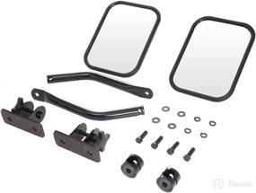 img 4 attached to 🚙 OCPTY Black Exterior Mirrors for Jeep Wrangler - Non-Heated Side Mirrors 1997-2017