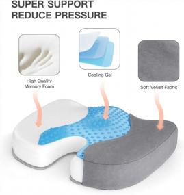 img 2 attached to AMERIERGO Seat Cushion, Comfortable Gel-Enhanced Seat Pad For Office Chair Car Seat, Memory Foam Non-Slip Desk Chair Cushion Pillow For Sciatica, Coccyx, Tailbone & Back Pain Relief (Grey)