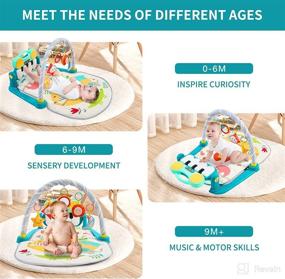 img 2 attached to 👶 Гимнастический коврик для малышей Eners Baby Gym: Музыкальные активности и пианино для детей с возможностью бить по клавишам | Коврик для время туловищного возраста, синего цвета.