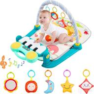 👶 eners baby gym play mat: musical activity & kick & play piano for infants | tummy time pad in blue logo