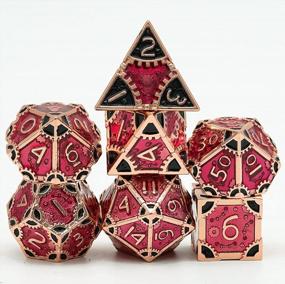 img 4 attached to Red Copper-Red Black UDIXI Metal DND Dice Set - 7 Die Polyhedral Dungeons And Dragons Role Playing Game