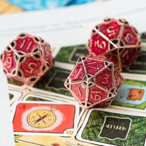 img 3 attached to Red Copper-Red Black UDIXI Metal DND Dice Set - 7 Die Polyhedral Dungeons And Dragons Role Playing Game
