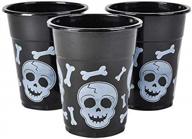 spooktacular halloween party essentials: 50 disposable 16 oz plastic cups with black and white skull and bone design logo
