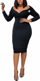 img 4 attached to 👗 Elevate Your Business Attire with Sleeve Bodycon Elegant Dresses for Women