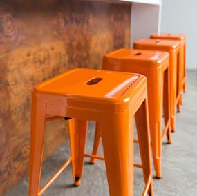 img 2 attached to Enhance Your Space With UrbanMod'S 24 Inches Metal Barstool Set Of 4 In Orange - Perfect For Home, Patio, Kitchen Island, Restaurant, And More!