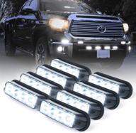 🚨 xprite 8-pack white waterproof emergency vehicle strobe light with 4 leds & 4 watts - surface mount deck dash grille police warning light head (clear lens) logo