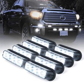 img 4 attached to 🚨 Xprite 8-Pack White Waterproof Emergency Vehicle Strobe Light with 4 LEDs & 4 Watts - Surface Mount Deck Dash Grille Police Warning Light Head (Clear Lens)