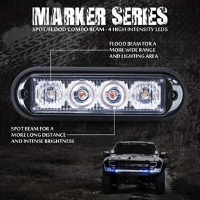 img 2 attached to 🚨 Xprite 8-Pack White Waterproof Emergency Vehicle Strobe Light with 4 LEDs & 4 Watts - Surface Mount Deck Dash Grille Police Warning Light Head (Clear Lens)