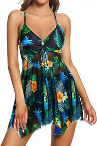 img 3 attached to Mesmerizing Two-Piece Swim Dress: Feel Confident & Stylish In This Holipick Bathing Suit Set With Flowy Mesh Skirt And Boyshorts