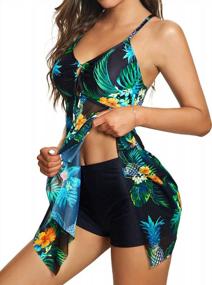 img 4 attached to Mesmerizing Two-Piece Swim Dress: Feel Confident & Stylish In This Holipick Bathing Suit Set With Flowy Mesh Skirt And Boyshorts