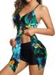 mesmerizing two-piece swim dress: feel confident & stylish in this holipick bathing suit set with flowy mesh skirt and boyshorts logo