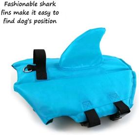 img 3 attached to 🐶 CheeseandU Dog Life Jacket Shark - Adjustable Swimming Vest with Free Pet UV Goggles - Blue