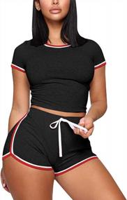 img 4 attached to Womens Sexy Pajama Set - Soft Cotton Loungewear Shorts Jogger 2 Piece Outfits Sweatsuits Set Activewear