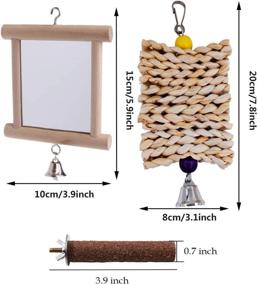 img 1 attached to 🐦 WoYous Birdcage Mirror: Double-Sided Swing with Chew Toys and Colorful Ball - Ideal for Little Macaws, Lovebirds, Cockatoos, Parakeets, Finches & Cockatiels