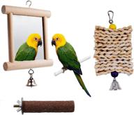 🐦 woyous birdcage mirror: double-sided swing with chew toys and colorful ball - ideal for little macaws, lovebirds, cockatoos, parakeets, finches & cockatiels логотип