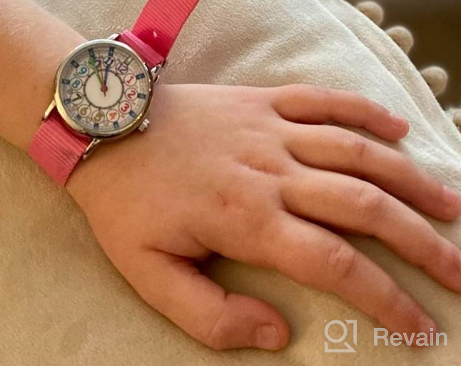img 1 attached to 👧 Bigbangbang Kids Analog Watch for Girls | Soft Cloth Strap Learning Time Watch | Ideal First Watch to Read & Study Time | Pink Watch for Girls Ages 7-10 in Kindergarten review by Pamela Anderson