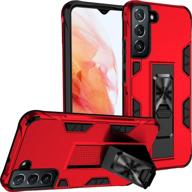 samsung galaxy s22 case military grade shockproof with kickstand stand built-in magnetic car mount armor heavy duty protective case for samsung galaxy s22 phone case (red) logo