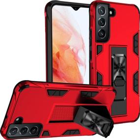 img 4 attached to Samsung Galaxy S22 Case Military Grade Shockproof With Kickstand Stand Built-In Magnetic Car Mount Armor Heavy Duty Protective Case For Samsung Galaxy S22 Phone Case (Red)