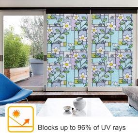 img 3 attached to Anti-UV Stained Glass Privacy Window Film: Non-Adhesive Vinyl Static Cling Decorative Window Stickers For Home, Bedroom, And Office