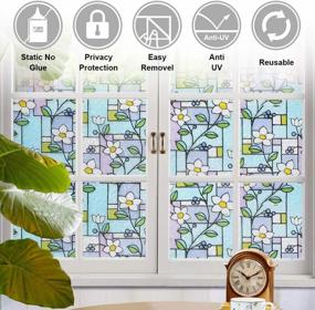 img 2 attached to Anti-UV Stained Glass Privacy Window Film: Non-Adhesive Vinyl Static Cling Decorative Window Stickers For Home, Bedroom, And Office