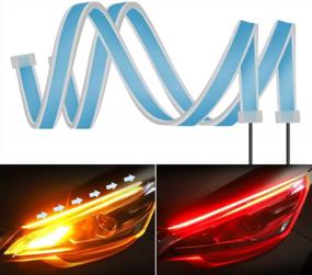 img 3 attached to 2PC 24 Inch Dual Color Red/Sequence Amber LED Headlight Strip Tube | Waterproof DRL Switchback Glow Light Decorative Lamp For Car