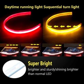 img 2 attached to 2PC 24 Inch Dual Color Red/Sequence Amber LED Headlight Strip Tube | Waterproof DRL Switchback Glow Light Decorative Lamp For Car