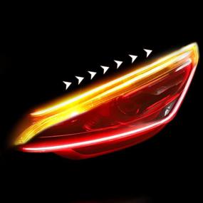img 4 attached to 2PC 24 Inch Dual Color Red/Sequence Amber LED Headlight Strip Tube | Waterproof DRL Switchback Glow Light Decorative Lamp For Car