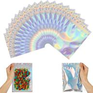 🌟 100 pack of holographic resealable bags - smell proof foil pouch bags (5.5x7.9'') with ziplock closure for party favors and food storage логотип