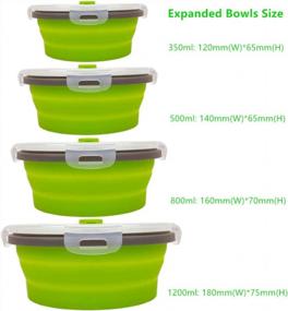 img 3 attached to 🥗 CARTINTS Green Collapsible Food Storage Containers: 4 Piece Set with Lids, Silicone Lunch Containers, Microwave and Freezer Safe