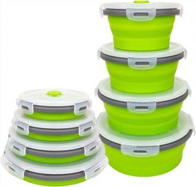 img 4 attached to 🥗 CARTINTS Green Collapsible Food Storage Containers: 4 Piece Set with Lids, Silicone Lunch Containers, Microwave and Freezer Safe