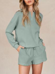 img 1 attached to Cozy Up In Style With LingSwallow Women'S Waffle Lounge Sets - Long Sleeve And Shorts Pajama Set!