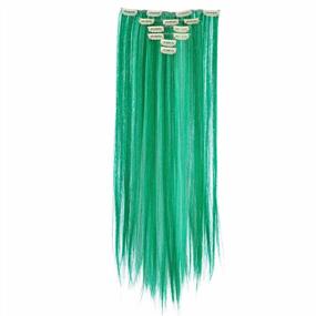 img 3 attached to Get Your Party On With SWACC'S 7-Piece Green Clip-On Hair Extensions